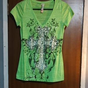 RANSOM size M Green Graphic Fitted T-Shirt